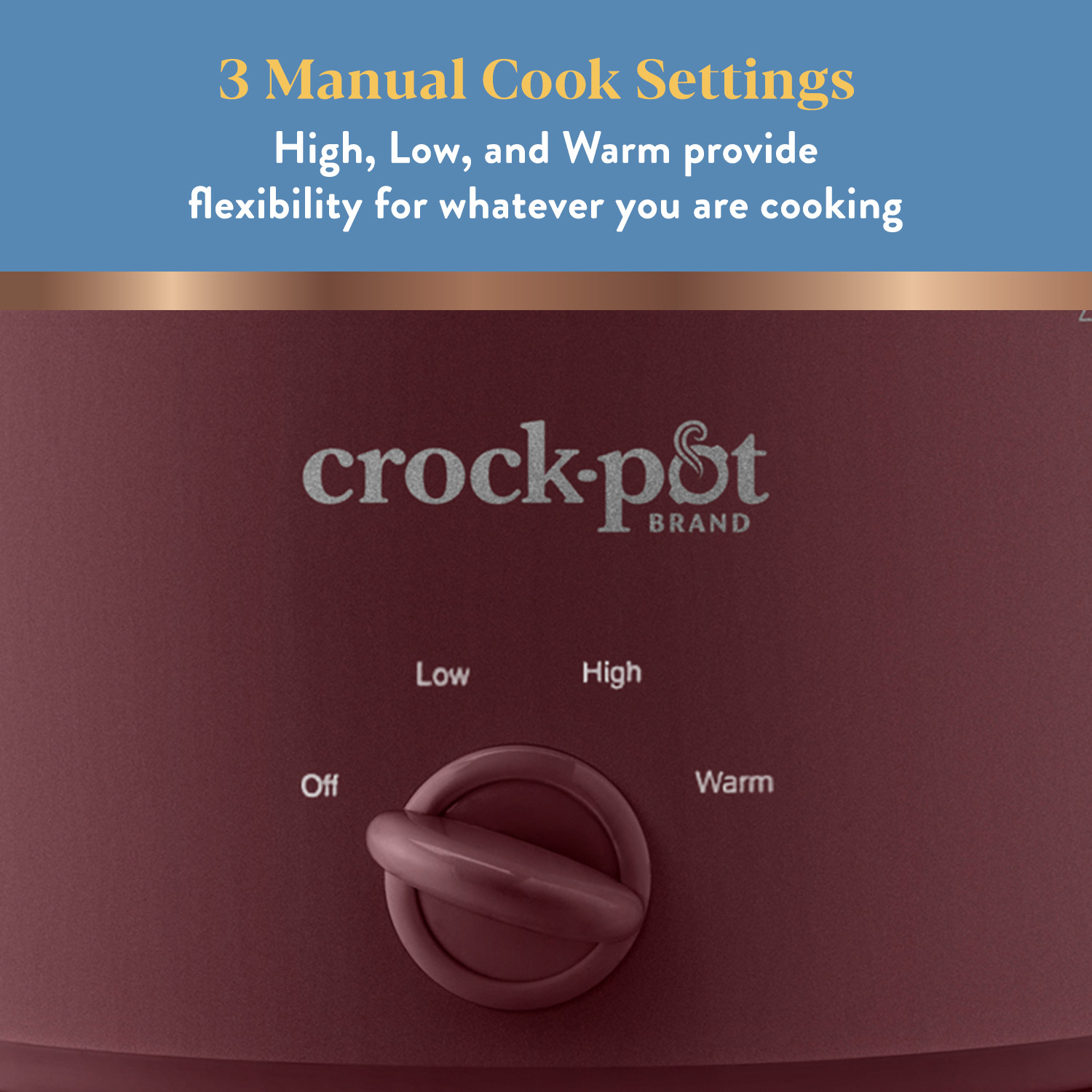Crock-Pot Design Series 4.5 Qt. Manual Slow Cooker, Lambrusco - Image 3