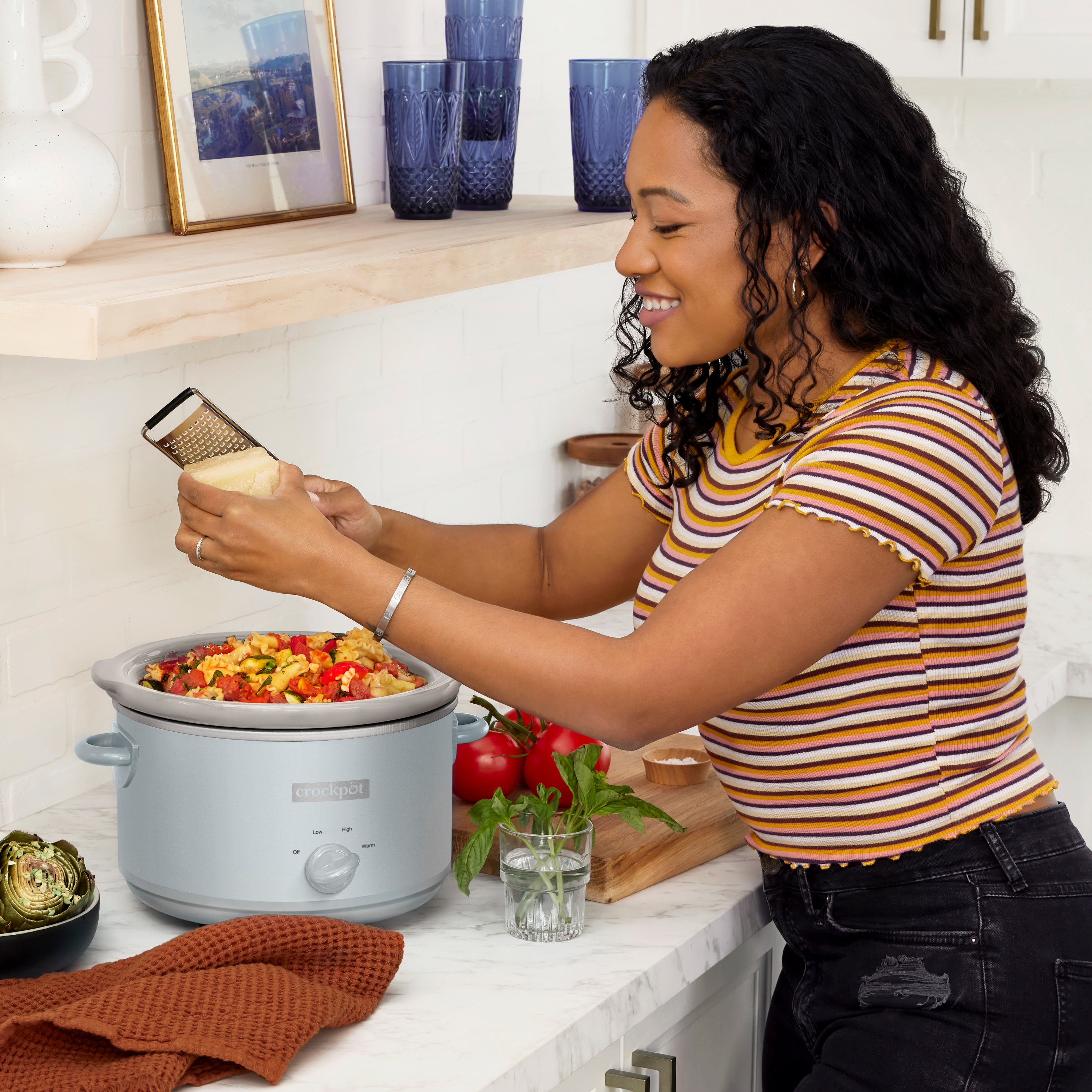 Alternative view of Crock-Pot Manual Design Series 4.5 Quart Slow Cooker, Macaroon Blue