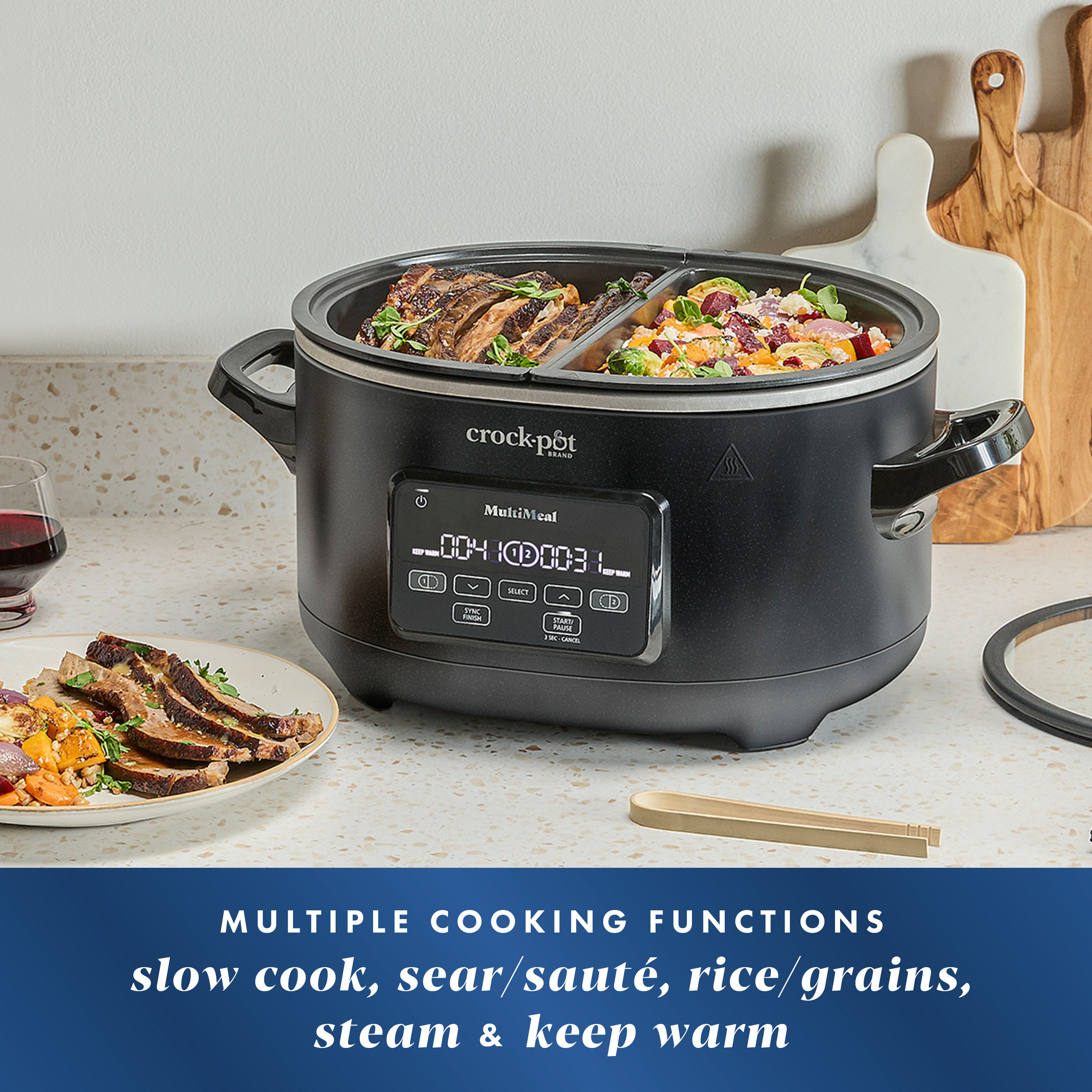 Alternative view of Crock-Pot MultiMeal Multicooker and Programmable Slow Cooker, Speckled Black