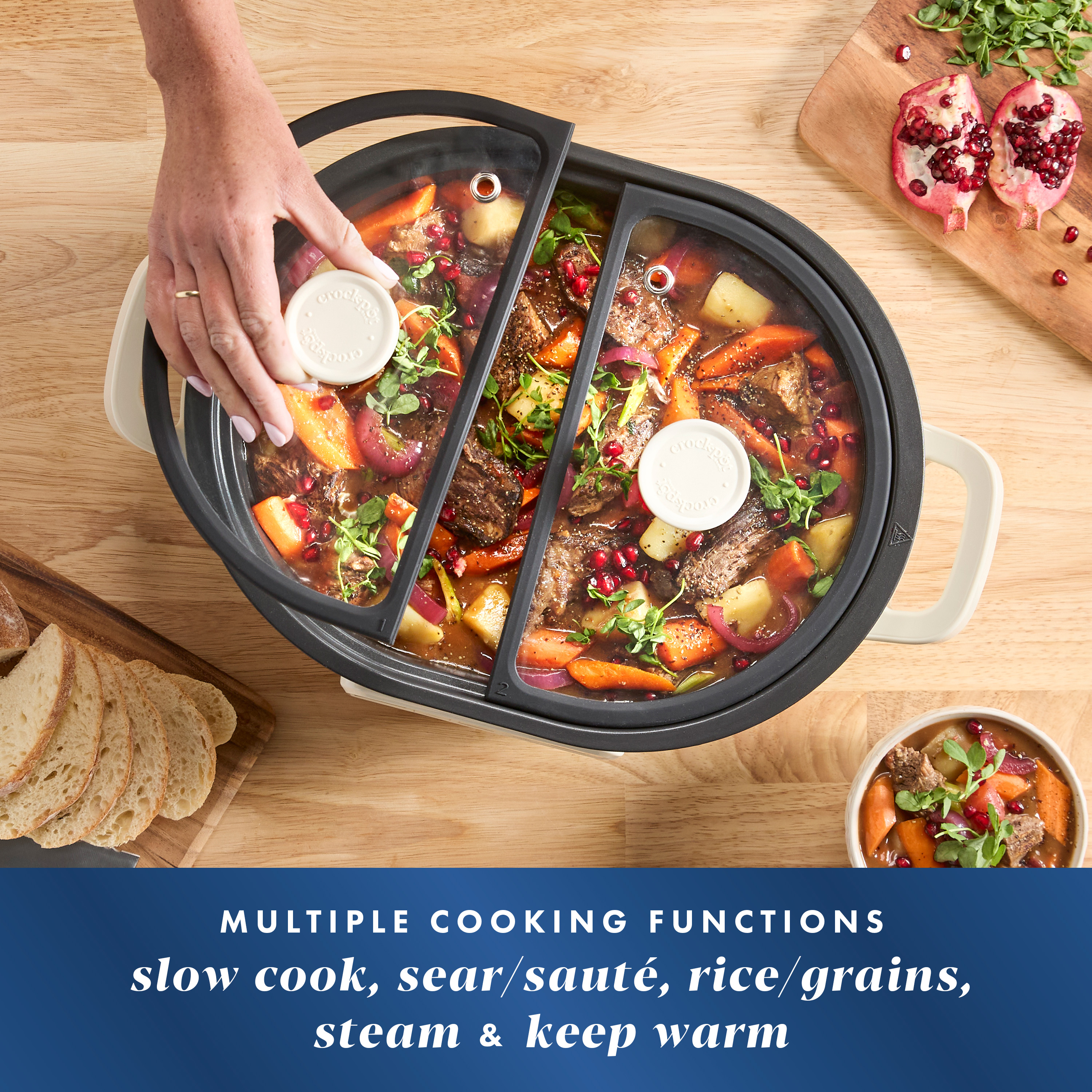 Alternative view of Crock-Pot MultiMeal Multicooker and Programmable Slow Cooker, With Extra 8-Qt. Cooking Pot, Oat Milk