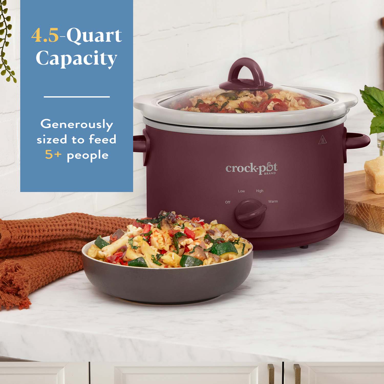 Crock-Pot Design Series 4.5 Qt. Manual Slow Cooker, Lambrusco - Image 4
